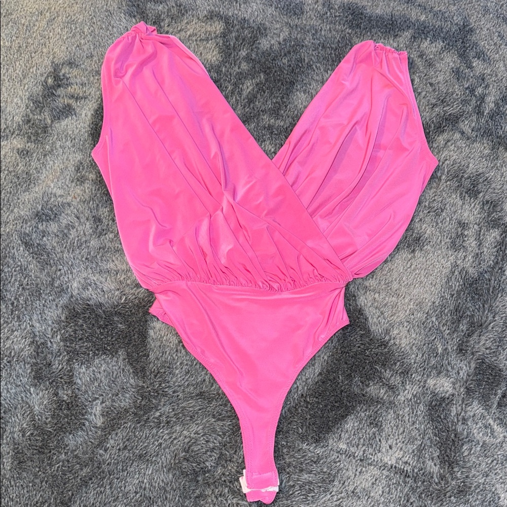 21 Saints Hot Pink V-Neck plunge Bodysuit NWT XS